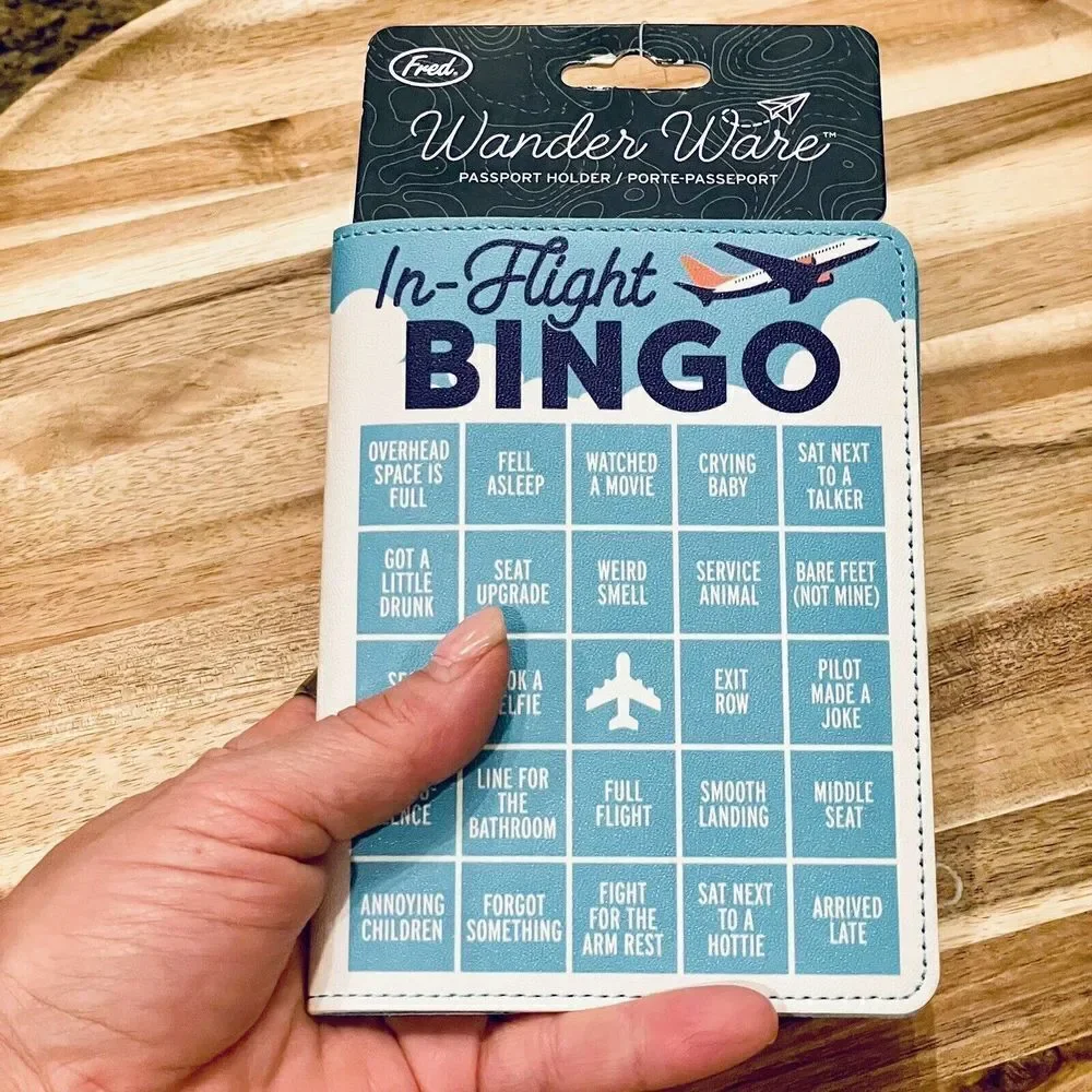 NWT Genuine Fred Wander Ware Passport Holder Wallet - IN FLIGHT BINGO
